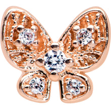 Load image into Gallery viewer, 16G 1/4 Clear Gem Rose Gold Tone Airy Butterfly Cartilage Tragus
