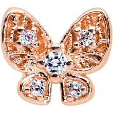 Load image into Gallery viewer, 16G 5/16 Clear Gem Rose Gold Tone Airy Butterfly Labret Tragus
