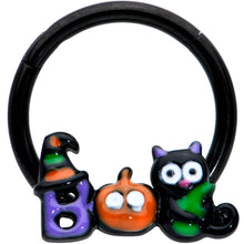 将图片加载到图库查看器，16G 3/8 Black Boo Party Halloween Hinged Segment Ring
