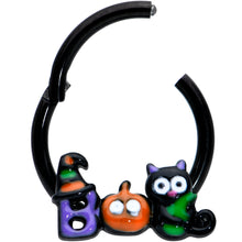 将图片加载到图库查看器，16G 3/8 Black Boo Party Halloween Hinged Segment Ring
