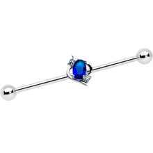 Load image into Gallery viewer, 14G Clear Blue Gem Oval Swirl Industrial Barbell 38mm
