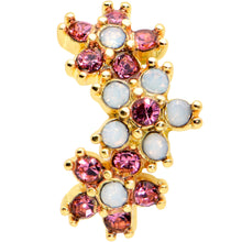 Load image into Gallery viewer, 20G 5/16 White Faux Opal Gold Tone Flowers Nose Hoop
