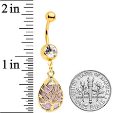 将图片加载到图库查看器，Purple Amethyst Gold Tone Drop Tree Dangle Belly Ring
