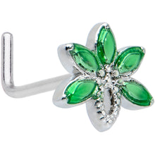 将图片加载到图库查看器，20G 1/4 Green Gem Loopy Pot Leaf L Shape Nose Ring
