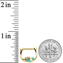 Load image into Gallery viewer, 16G 5/16 Green Faux Opal Gold Hue Curvy Mermaid Cartilage Clicker
