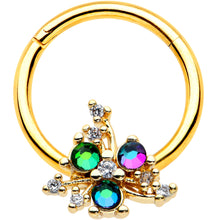 Load image into Gallery viewer, 16G 3/8 Purple Tourmaline Gold Tone Spray Hinged Segment Ring
