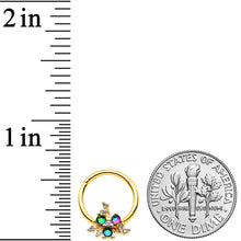 Load image into Gallery viewer, 16G 3/8 Purple Tourmaline Gold Tone Spray Hinged Segment Ring

