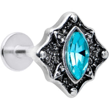 Load image into Gallery viewer, 16G 5/16 Blue Gem Retro Rhombus Labret Monroe Tragus
