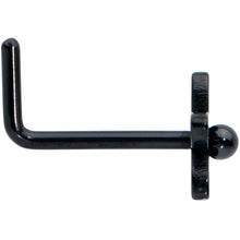 将图片加载到图库查看器，20G 1/4 Black Loop Petal Flower L Shape Nose Ring
