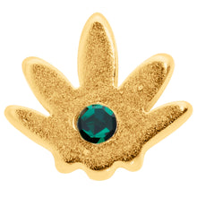 Load image into Gallery viewer, 20G 1/4 Green CZ Gem Gold Tone Simple Pot Leaf L Shape Nose Ring
