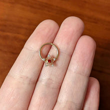 Load image into Gallery viewer, 16G 3/8 Red Gem Rosy Hue Texture Snowflake Hinged Segment Ring
