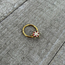Load image into Gallery viewer, 16G 3/8 Aurora Gem Gold Tone Christmas Star Hinged Segment Ring
