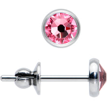 Load image into Gallery viewer, 4mm Pink Crystal Implant Grade Titanium Stud Earrings
