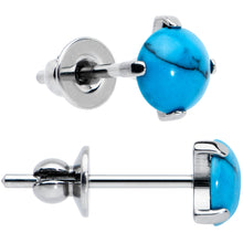 将图片加载到图库查看器，4mm Blue Turquoise Stone Implant Grade Titanium Stud Earrings
