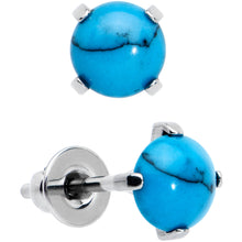 将图片加载到图库查看器，4mm Blue Turquoise Stone Implant Grade Titanium Stud Earrings
