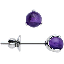 Load image into Gallery viewer, 4mm Purple Amethyst Stone Implant Grade Titanium Stud Earrings
