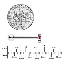 Load image into Gallery viewer, Clear CZ Gem Festive Red Stocking Christmas Barbell Tongue Ring
