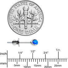 Load image into Gallery viewer, 3mm Blue Synthetic Opal Ball Implant Grade Titanium Stud Earrings
