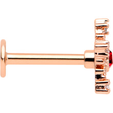 Load image into Gallery viewer, 16G 5/16 Red Gem Rose Gold Tone Texture Snowflake Labret Tragus
