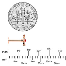 Load image into Gallery viewer, 16G 5/16 Red Gem Rose Gold Tone Texture Snowflake Labret Tragus
