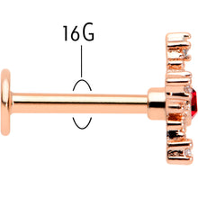 Load image into Gallery viewer, 16G 5/16 Red Gem Rose Gold Tone Texture Snowflake Labret Tragus
