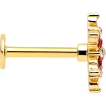 Load image into Gallery viewer, 16G 5/16 Red Aurora Gem Gold Tone Xmas Star Holiday Labret Tragus
