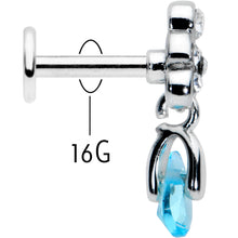 Load image into Gallery viewer, 16G 1/4 Clear Blue Gem Scrolling Elegance Dangle Labret Tragus
