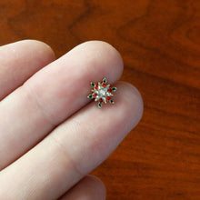 Load image into Gallery viewer, 16G 1/4 Red Aurora Gem Gold Tone Christmas Star Labret Tragus
