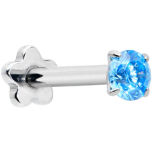 Load image into Gallery viewer, 16G 5/16 Blue CZ Gem G23 Titanium Threadless Flower Labret Tragus
