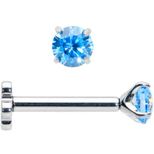 Load image into Gallery viewer, 16G 5/16 Blue CZ Gem G23 Titanium Threadless Flower Labret Tragus
