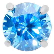 Load image into Gallery viewer, 16G 5/16 Blue CZ Gem G23 Titanium Threadless Flower Labret Tragus
