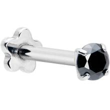 Load image into Gallery viewer, 16G 5/16 Black CZ G23 Titanium Threadless Flower Labret Tragus
