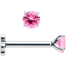 Load image into Gallery viewer, 16G 5/16 Pink CZ Gem G23 Titanium Threadless Flower Labret Tragus
