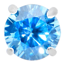 将图片加载到图库查看器，18G 5/16 Blue CZ Gem G23 Titanium Threadless Flower Labret Tragus
