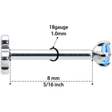 将图片加载到图库查看器，18G 5/16 Blue CZ Gem G23 Titanium Threadless Flower Labret Tragus
