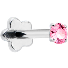 Load image into Gallery viewer, 18G 5/16 Pink CZ Gem G23 Titanium Threadless Flower Labret Tragus
