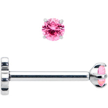 Load image into Gallery viewer, 18G 5/16 Pink CZ Gem G23 Titanium Threadless Flower Labret Tragus
