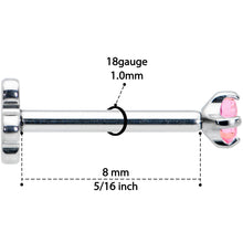 Load image into Gallery viewer, 18G 5/16 Pink CZ Gem G23 Titanium Threadless Flower Labret Tragus
