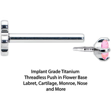 Load image into Gallery viewer, 18G 5/16 Pink CZ Gem G23 Titanium Threadless Flower Labret Tragus
