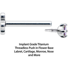 Load image into Gallery viewer, 18G 5/16 Vitrail CZ G23 Titanium Threadless Flower Labret Tragus
