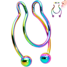 将图片加载到图库查看器，Rainbow Horseshoe Ball Fake Septum Ring Nipple and Clip on Earring
