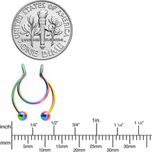 将图片加载到图库查看器，Rainbow Horseshoe Ball Fake Septum Ring Nipple and Clip on Earring
