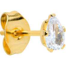 Load image into Gallery viewer, CZ Teardrop Clear Gold Tone Stainless Steel Stud Earrings 3mm to 7mm
