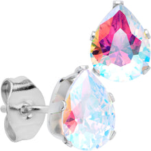 Load image into Gallery viewer, CZ Teardrop Aurora Stainless Steel Stud Earrings 3mm to 7mm
