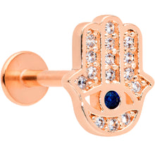 Load image into Gallery viewer, 16G 5/16 Clear Gem Rose Gold Tone Eye Hamsa Labret Monroe Tragus
