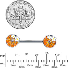 Load image into Gallery viewer, 14G 9/16 Sweet Orange Fruit Flower Barbell Nipple Ring Set
