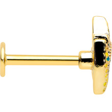 Load image into Gallery viewer, 16G 5/16 Gold Tone Bold Peacock Feather Labret Monroe Tragus
