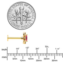 Load image into Gallery viewer, 16G 5/16 Red Gem Gold Tone Regal Escutcheon Labret Monroe Tragus
