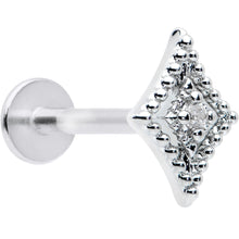 Load image into Gallery viewer, 16G 5/16 Clear Gem Deco Textured Rhombus Labret Monroe Tragus
