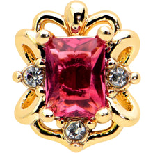 Load image into Gallery viewer, 16G 1/4 Red Gem Gold Tone Regal Escutcheon Labret Monroe Tragus
